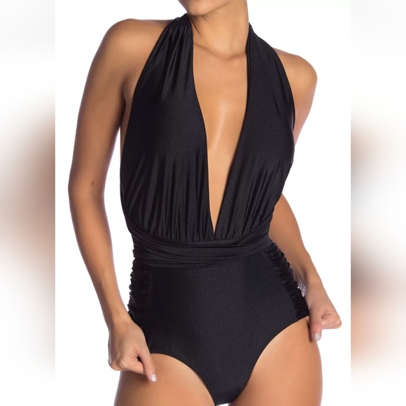 Nichole Miller New York Other - NWOT Nichole Miller Halter Black Ruched One Piece Swimsuit Size Med